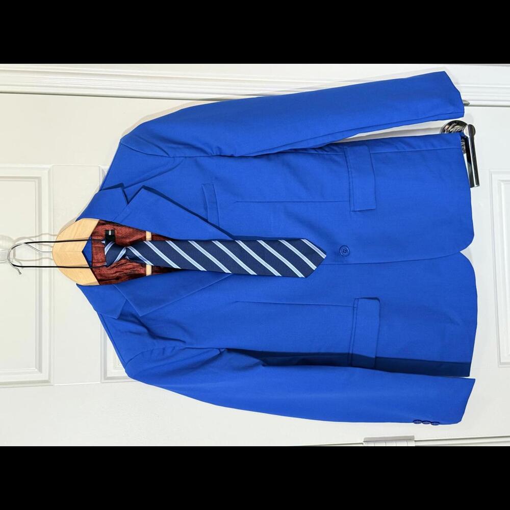 Boys Suits 5 Piece Set of Jacket Pants Vest for Kids Size 14 Royal Blue
